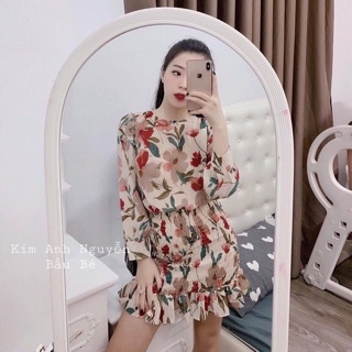 Váy voan hoa nhún chun đuôi cá