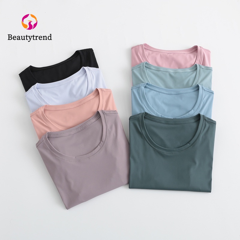 Áo thun thể thao BEAUTYTREND tay ngắn dáng rộng thoải mái năng động