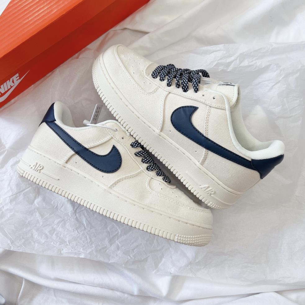 Giày Sneaker Nike Air Force 1 canvas, Giày thể thao AF1 canvas navy móc xanh thời trang