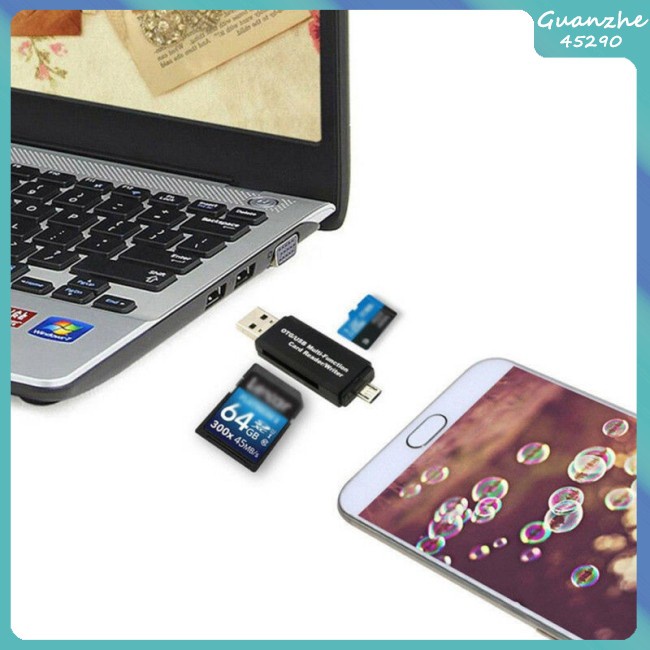 Hot Sale 【GZ】 Card Reader Adapter USB 2.0 +OTG for Micro SD/for SDXC for TF Multi-Function U Disk PC Phones Memory Cardreader