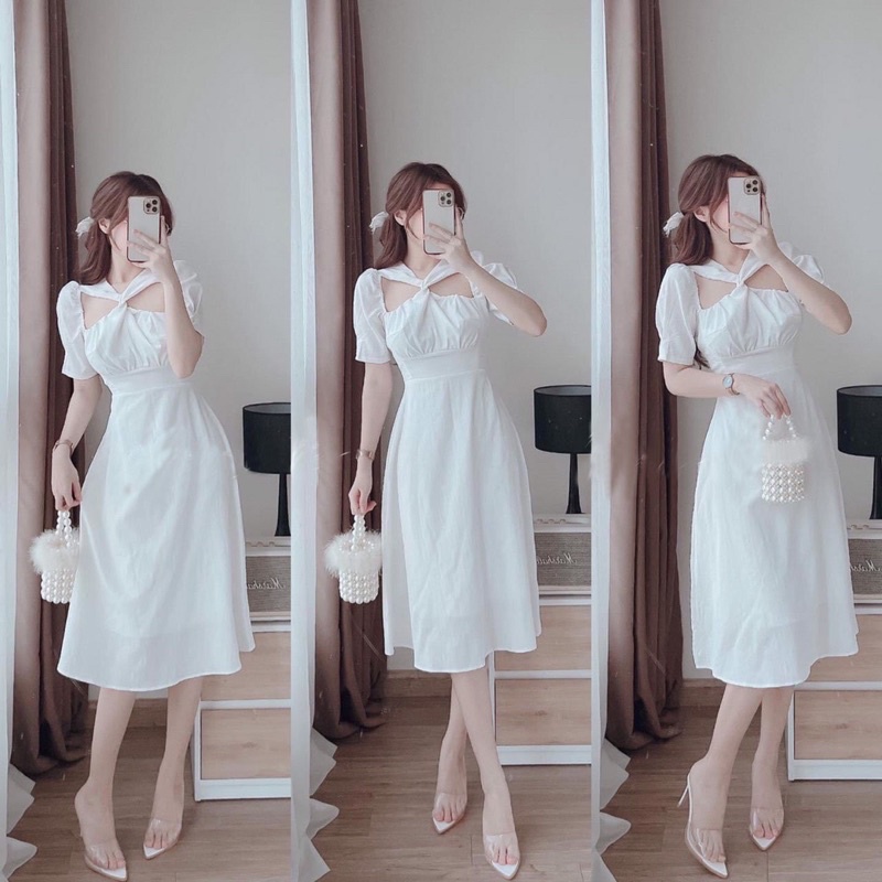 Đầm Linen Xoắn Ngực  - D0523