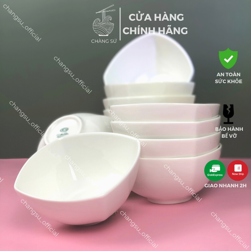 Bát vuông ăn cơm Hàn Quốc dễ thương - Bát sứ vuông đựng chè sữa chua kem hoa quả dầm