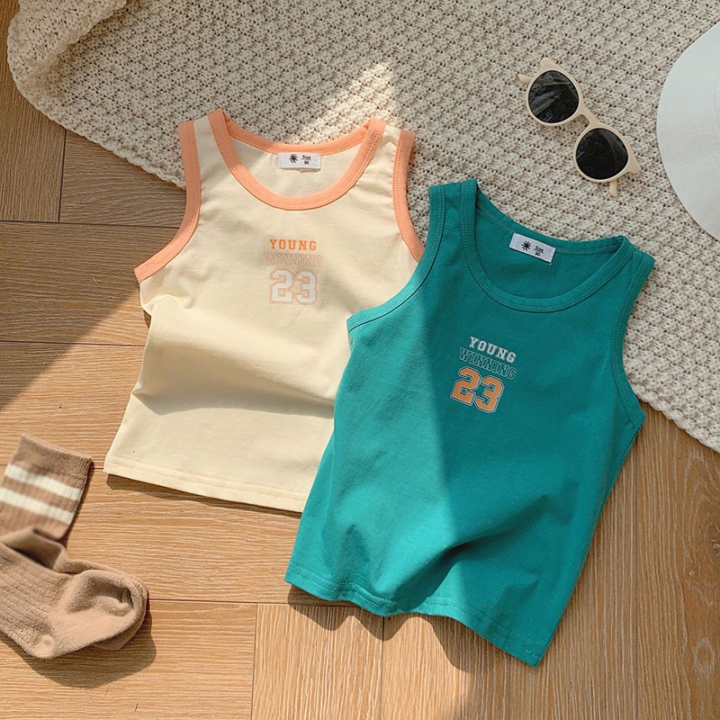 Áo Thun Không Tay In Họa Tiết Hoạt Hình Thời Trang Mùa Hè Cho Bé