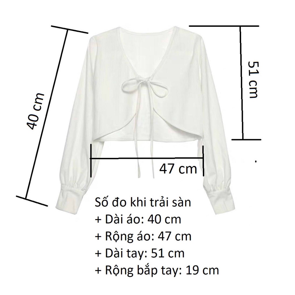 AK014 Áo cardigan nữ ngắn trắng dài tay buộc nơ croptop, Áo khoác kiểu nữ cadigan crt điệu tiểu thư bánh bèo nữ tính