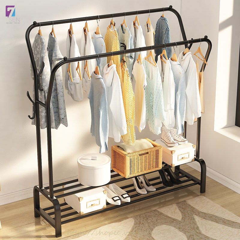 Kệ Treo Quần Áo Có Ngăn Để Giày Dép Tiện Lợi Ngăn Nắp