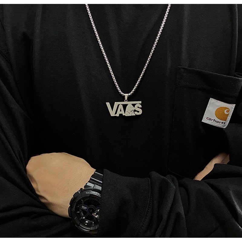 Dây chuyền Vans,Thrasher thép titan chống gỉ cho nam,nữ phong cách Hiphop (VC26)