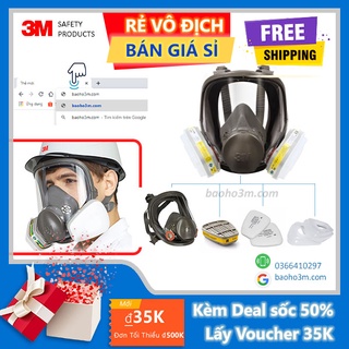 3M 6800-Mặt nạ phòng độc 3M 7 món lọc hơi axit, xăng dầu, benzen dùng phòng cháy, phun sơn, phun thuốc trừ sâu, xi mạ KL