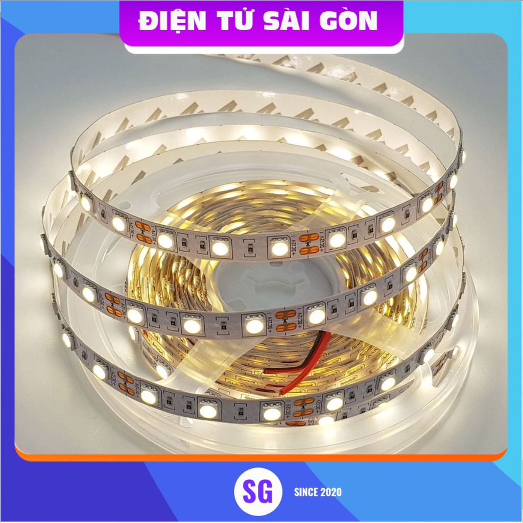 Led dây 5050 12V ánh sáng trắng 4000K / 6000K 1 mét 60 bóng không phủ epoxy