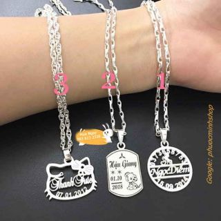 Dây chuyền kèm mặt bạc ghi tên bé