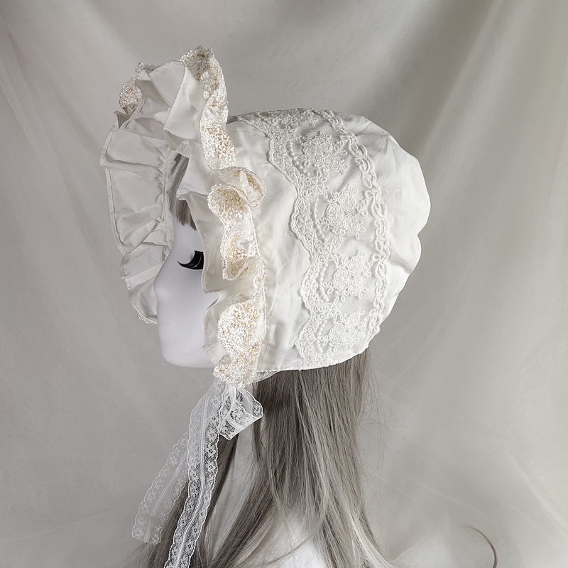 Mũ Trùm Đầu Phối Ren Viền cotton Phong Cách lolita Dành Cho Bé Gái Làm Đạo Cụ Chụp Ảnh