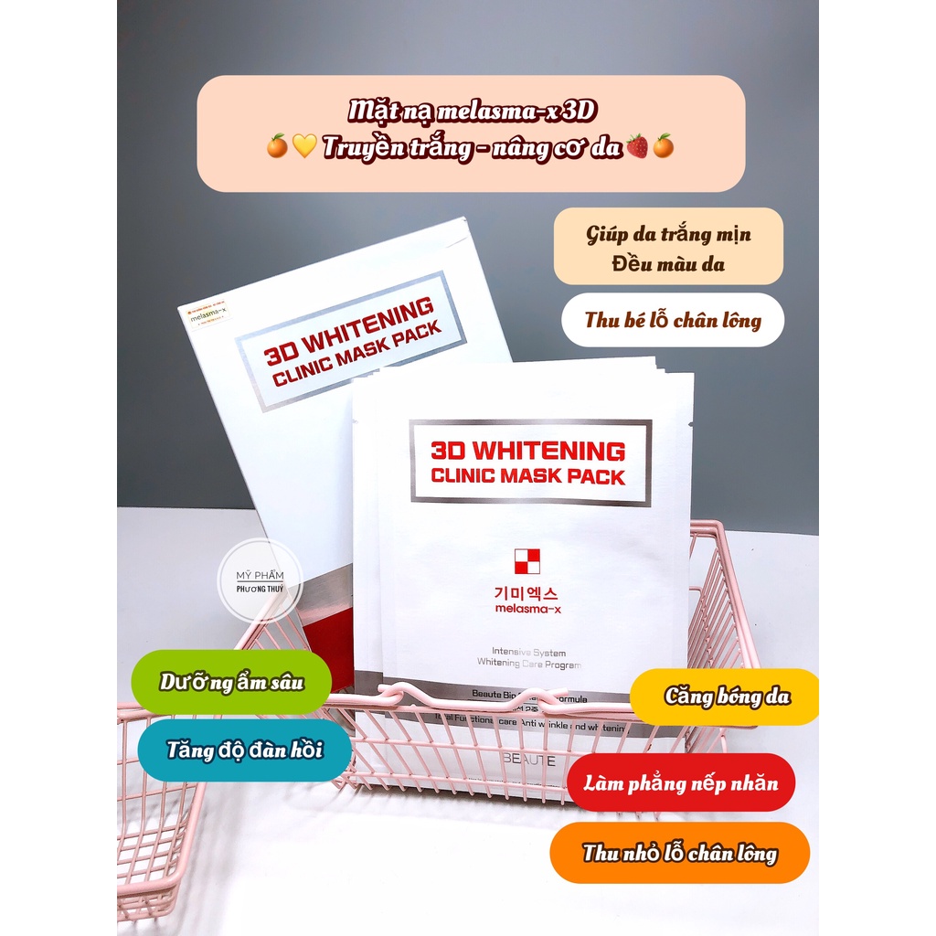 MẶT NẠ TRẮNG DA, CHỐNG NHĂN Melasma_X 3D WHITENING CLINIC MASK PACK " (hộp 10 miếng)