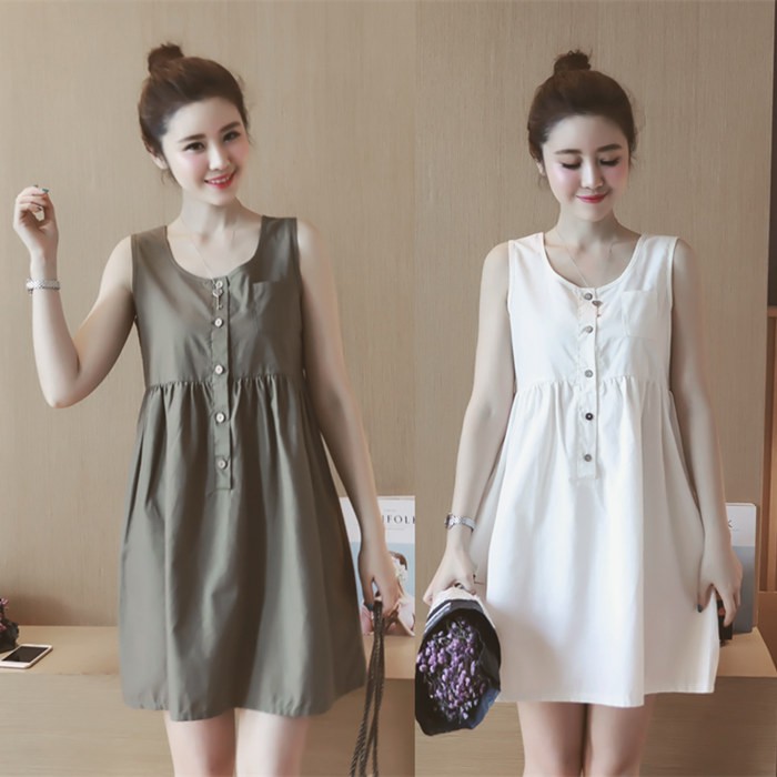 Váy dáng dài Váy suông Váy maxi nữ váy cotton và lanh thích hợp mùa hè, búp bê không tay dài giữa, kiểu H