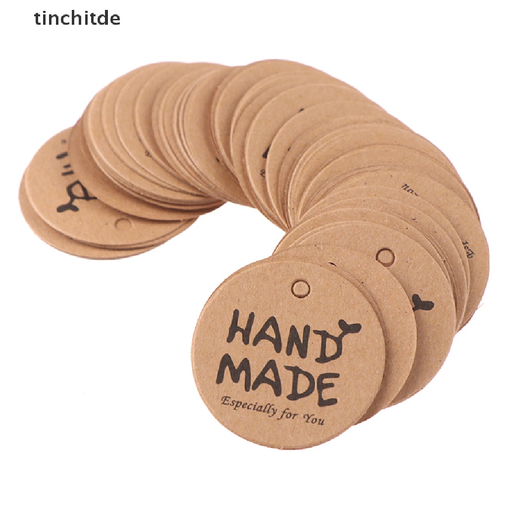 Set 100 Nhãn Giấy In Chữ Handmade Dùng Để Trang Trí Gói Quà