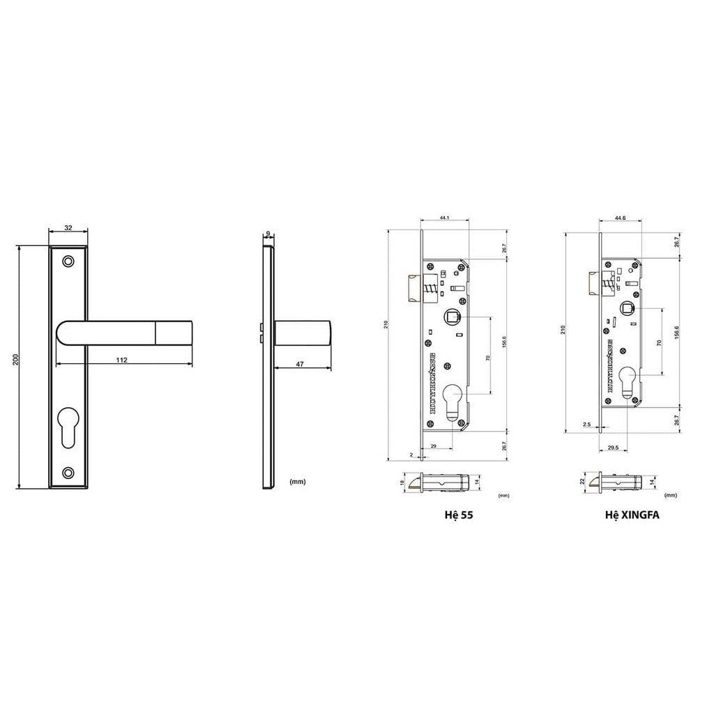 [CHÍNH HÃNG] Khóa tay gạt Huy Hoàng EX704460-A phù hợp với các loại cửa nhựa hoặc nhôm hệ thông dụng