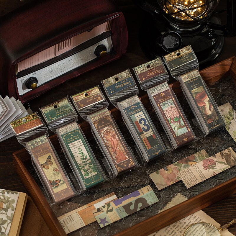 50 miếng dán băng giấy washi mẫu in tự chọn trang trí sổ tay phong cách vintage