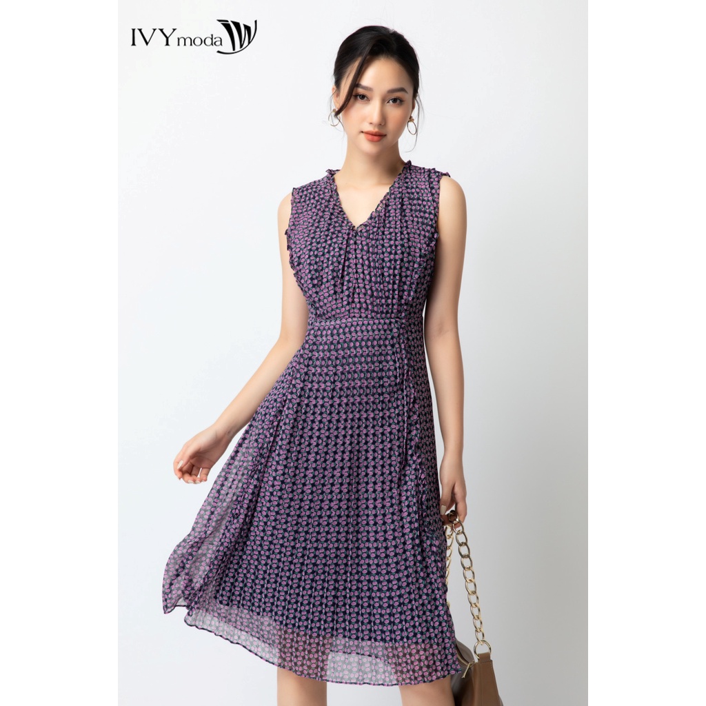 Đầm chiffon nữ dáng xếp IVY moda MS 41M6742