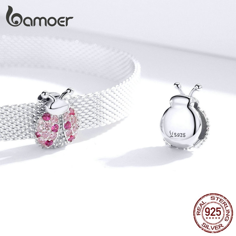 Đồng Hồ Đeo Tay Bamoer bạc 925 Mặt Hình Bọ Rùa Đính Đá Zircon DIY Chính Hãng Dành Cho Nữ SCX104