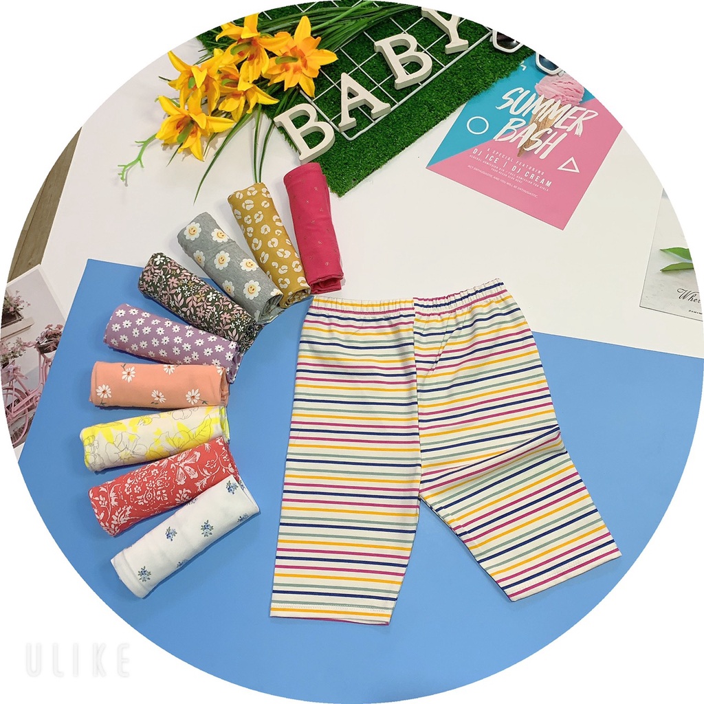 [ VẢI ĐẸP] Quần Legging Lửng Bé Gái Xuất Xịn Set 5c thun cotton mềm mát co giãn 9-20kg