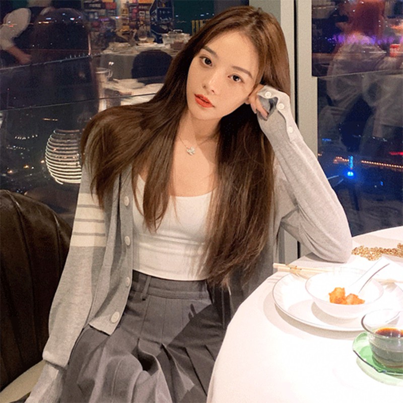 [Baywellfashion]Áo Khoác Cardigan Cổ Chữ V Xinh Xắn Phong Cách Hàn Quốc | BigBuy360 - bigbuy360.vn