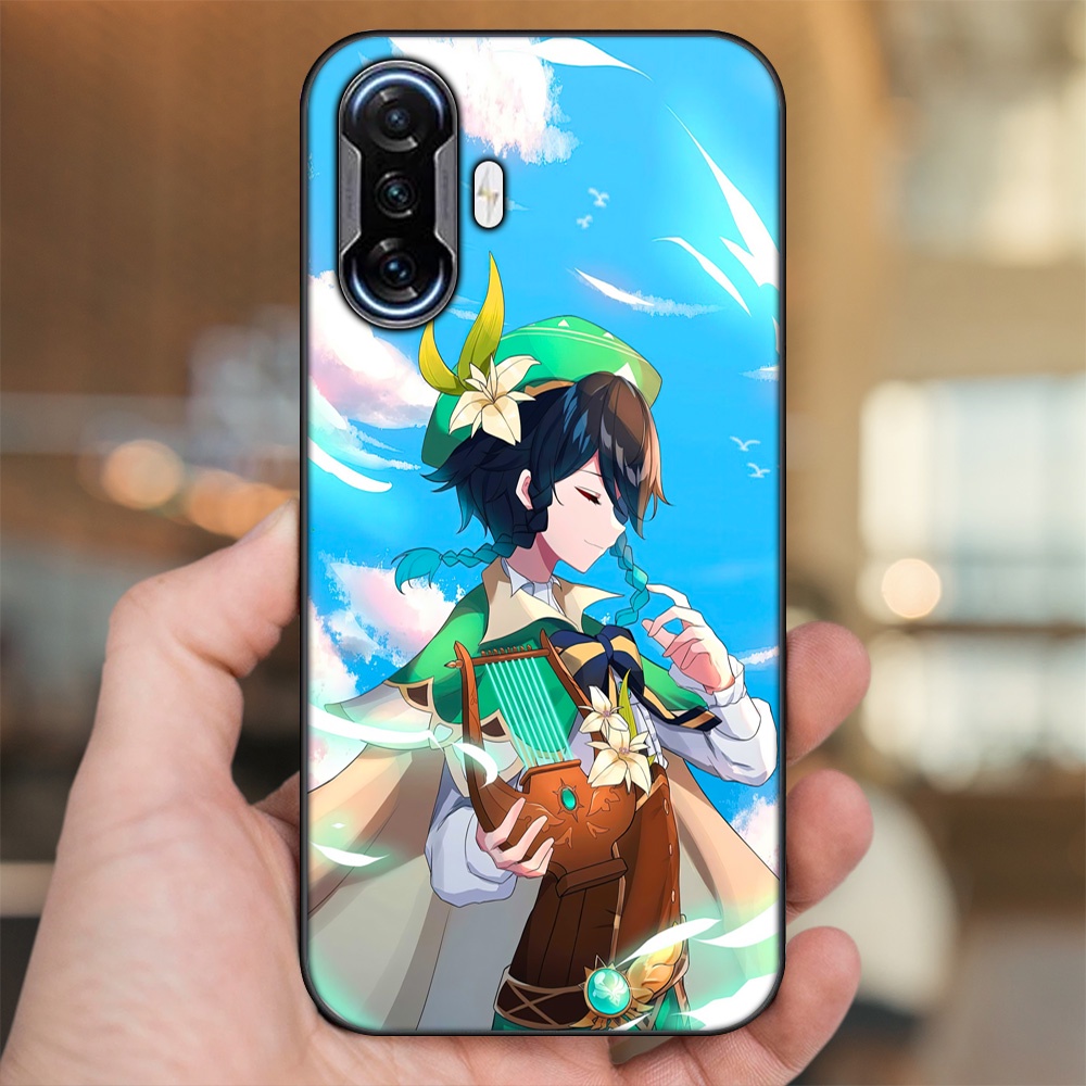 Ốp lưng Xiaomi K40 Gaming viền đen in hình Venti Genshin Impact