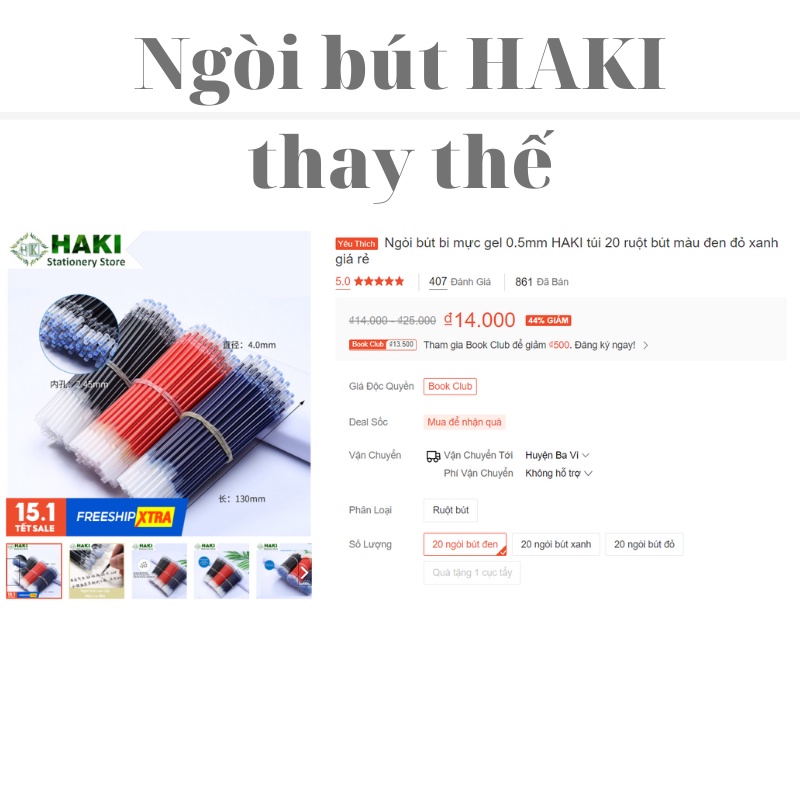 Bút gel mực nước Muji, bút mực HAKI đi nét ngòi 0.5mm 0.35mm nhiều màu dễ thương B50