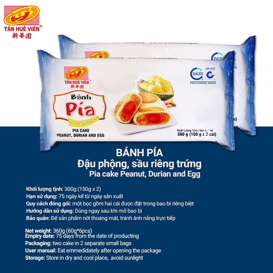 Bánh Pía Đậu phộng Sầu riêng trứng Tân Huê Viên