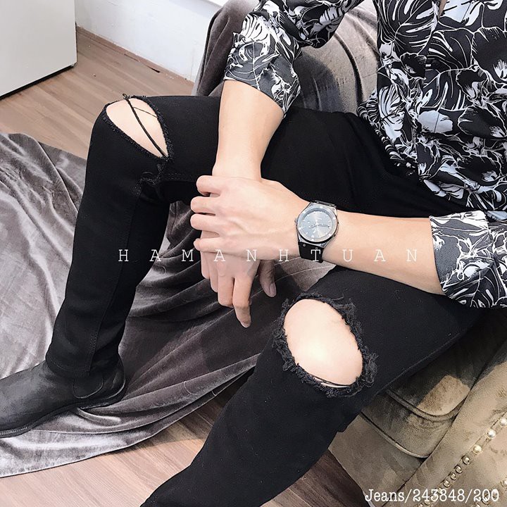 [ Duy Shop ] QUẦN BÒ ĐEN RÁCH GỐI NAM SALE CHƯA TỪNG CÓ | BigBuy360 - bigbuy360.vn