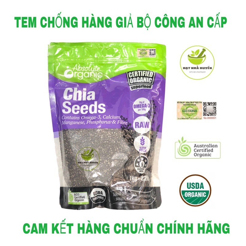[CAM KẾT CHÍNH HÃNG] Hạt chia Úc Absolute Organic 1kg nhập khẩu chính ngạch | BigBuy360 - bigbuy360.vn