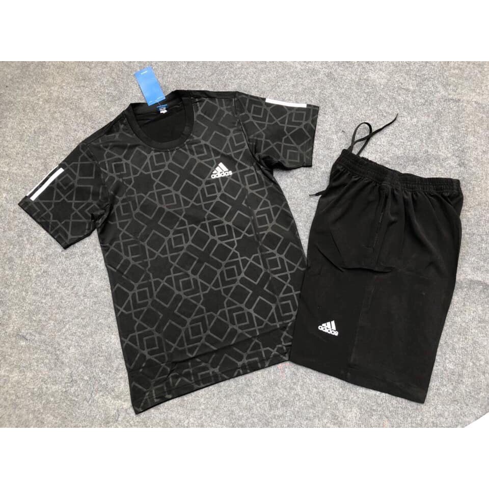 Bộ thể thao thun lạnh cổ tròn ép vân Elictric Adidas [ hot trend ]