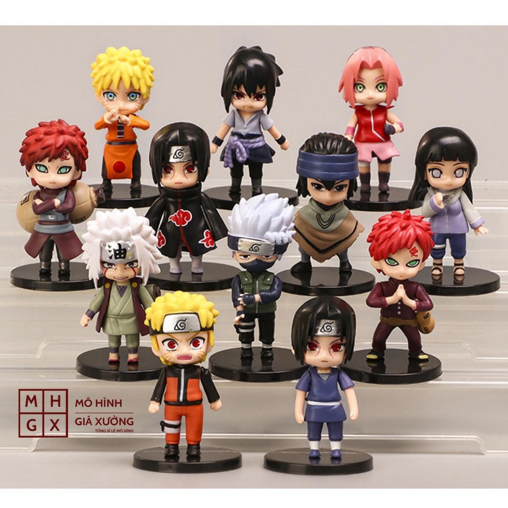 Mô hình Naruto chibi bán lẻ 12 nhân vật Naruto Sasuke Sakura Gaara Itachi Kakashi Hinata Jiraira ... Figure Anime Naruto