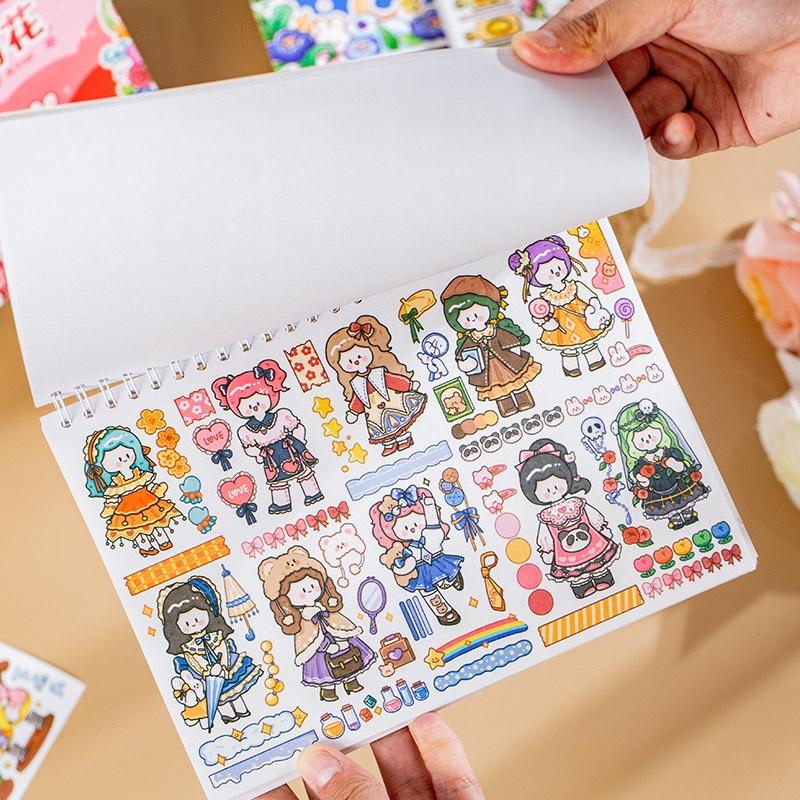 Sticker Dán Trang Trí Sổ Tay DIY Hình Cô Gái Dễ Thương Có 2 Kiểu