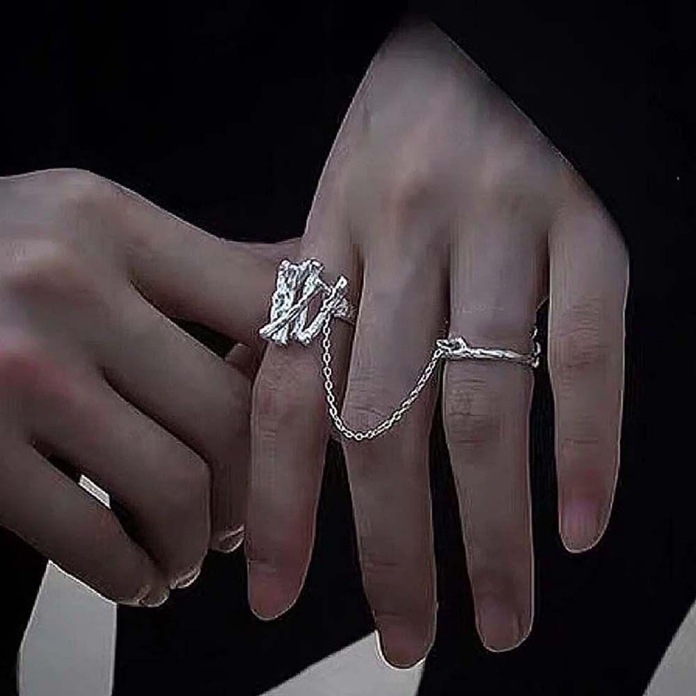 Nhẫn Đeo Ngón Tay Dạng Tua Rua Thời Trang Dự Tiệc|Nhẫn Hở Phối Dây Xích Kim Loại Nhiều Màu Sắc Cá Tính