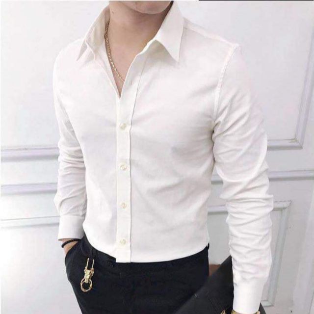 [BIG SALE]  Áo Sơ Mi Nam trắng tay dài cao cấp chất liệu cotton chống nhăn