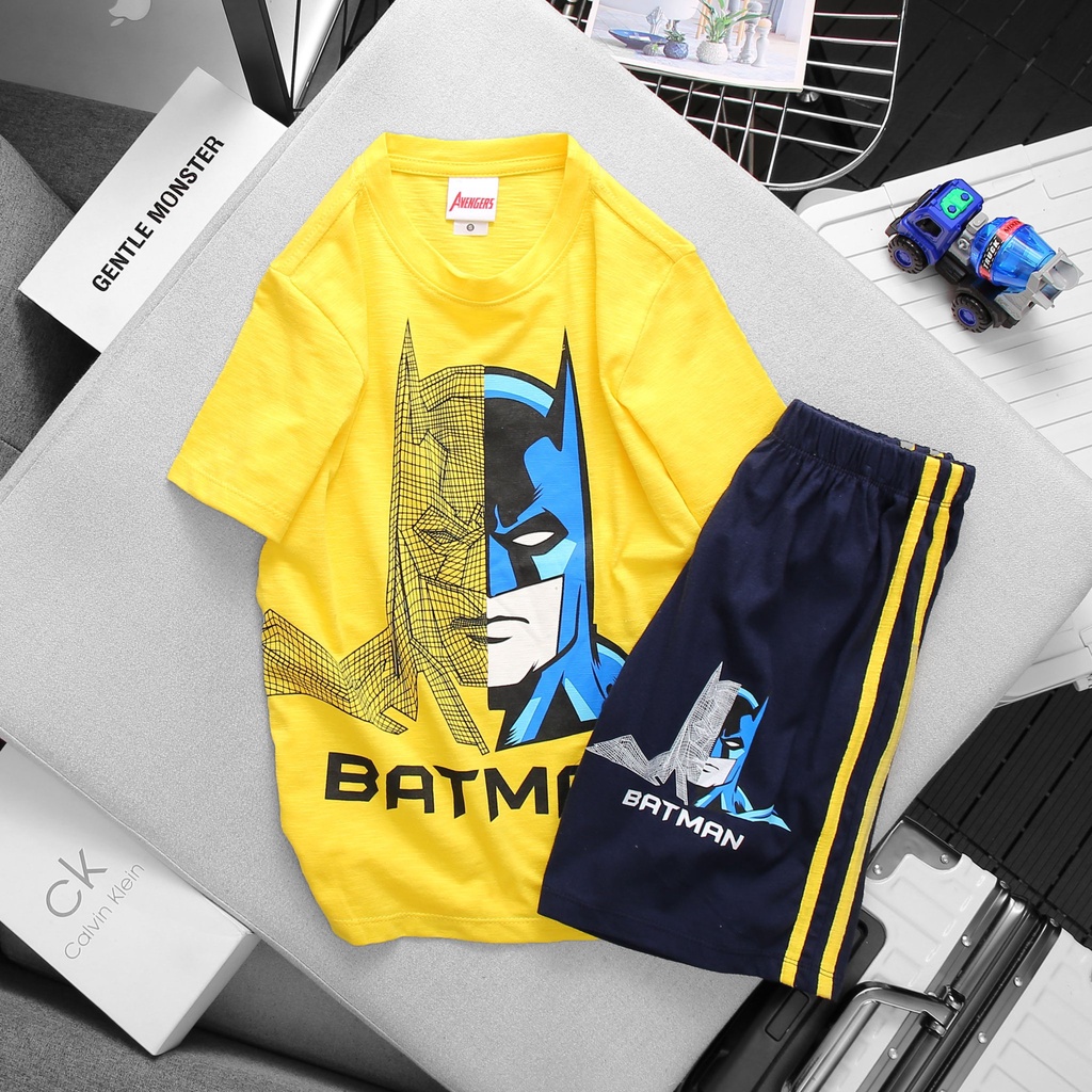 Bộ quần áo bé trai siêu anh hùng MARVEL, set bộ thun cotton người nhện siêu nhân size đại
