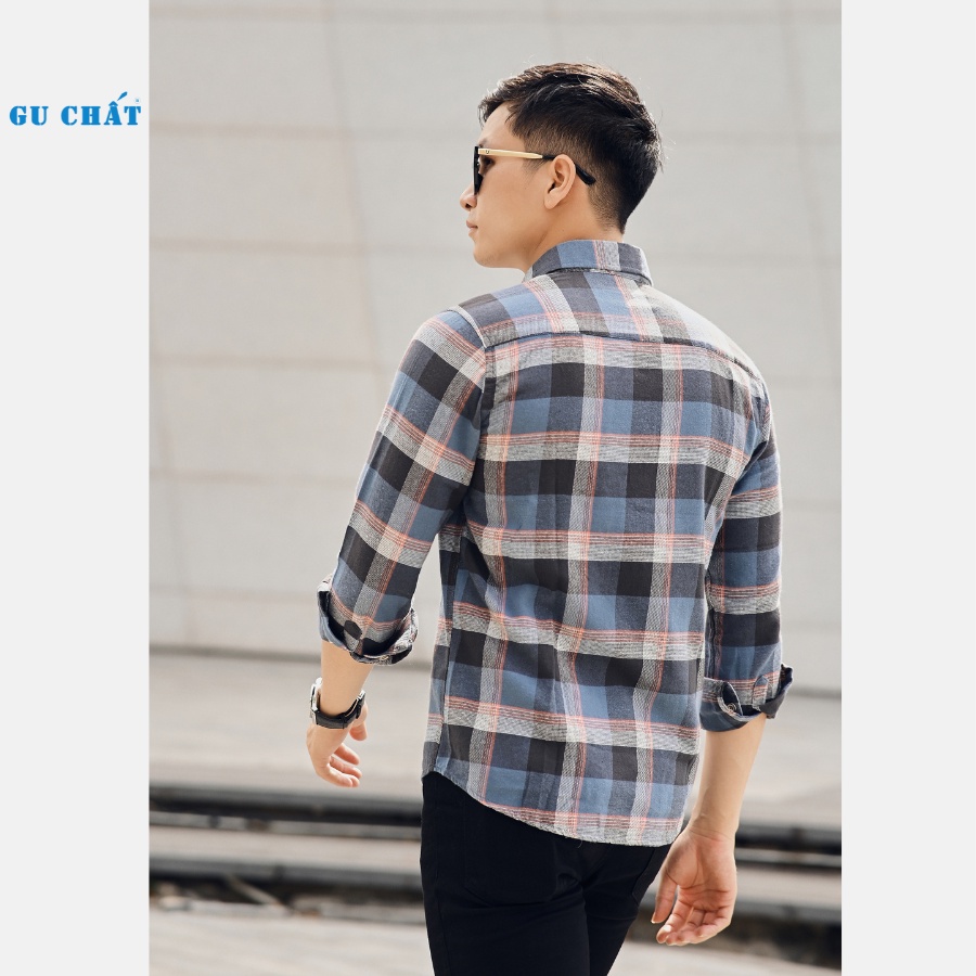 Áo Sơ Mi Nam Caro Tay Dài GU CHẤT, Chất Cotton Mềm Mịn. GUSM31
