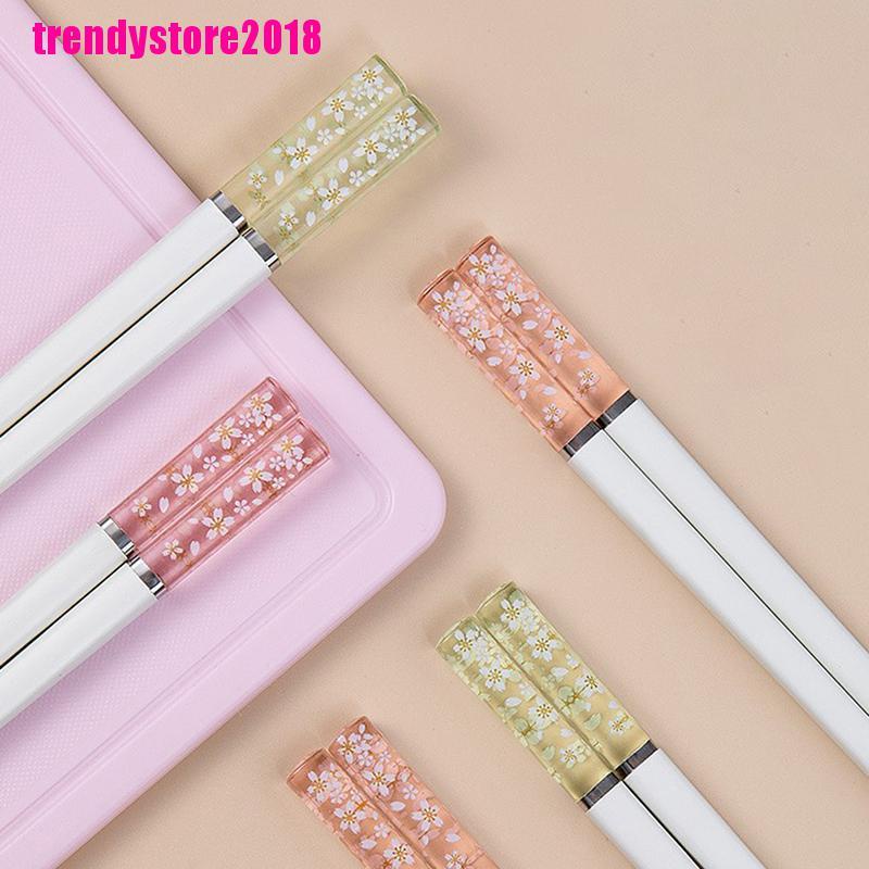 Đôi Đũa Hợp Kim In Hình Hoa Anh Đào Xinh Xắn