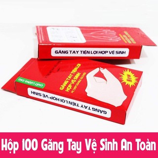 Hộp 100 chiếc găng tay nilon dùng 1 lần
