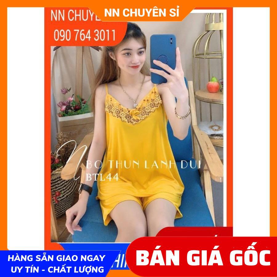 Đồ bộ nữ mặc nhà quần đùi quần lửng chất thun mềm siêu mát lạnh phối ren dễ thương BTL thun lạnh tổng hợp