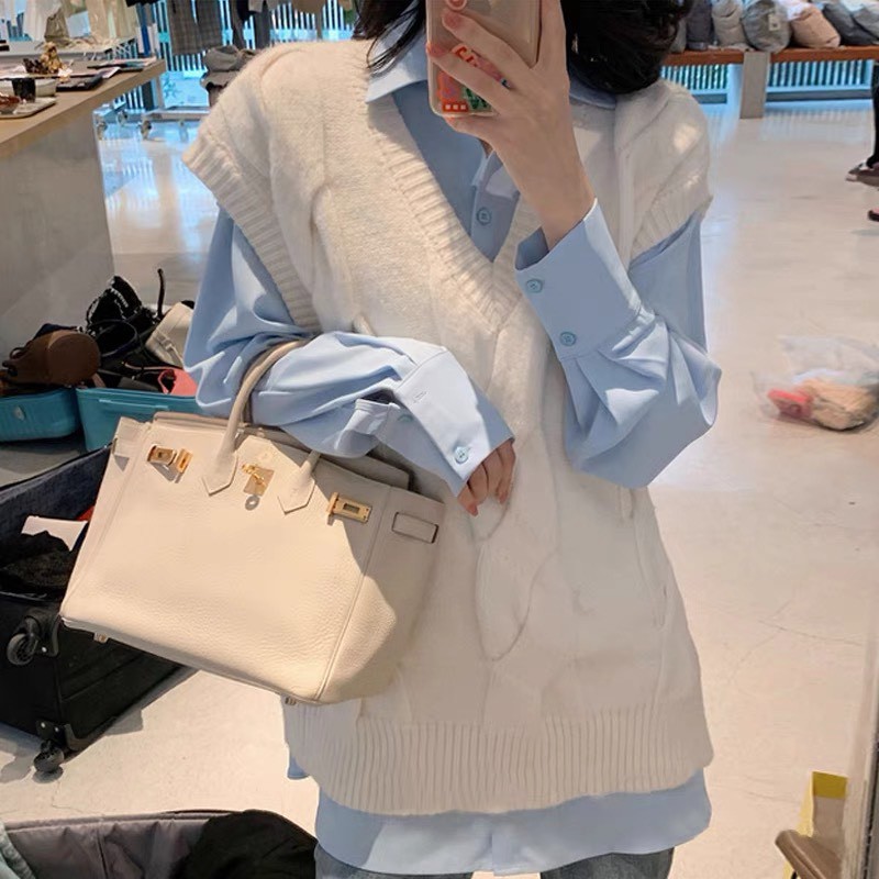 GR00542- Áo Gile len nữ cổ tim giá dẻ