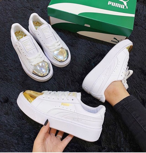 Giày Puma suede platform vàng/bạc/hồng