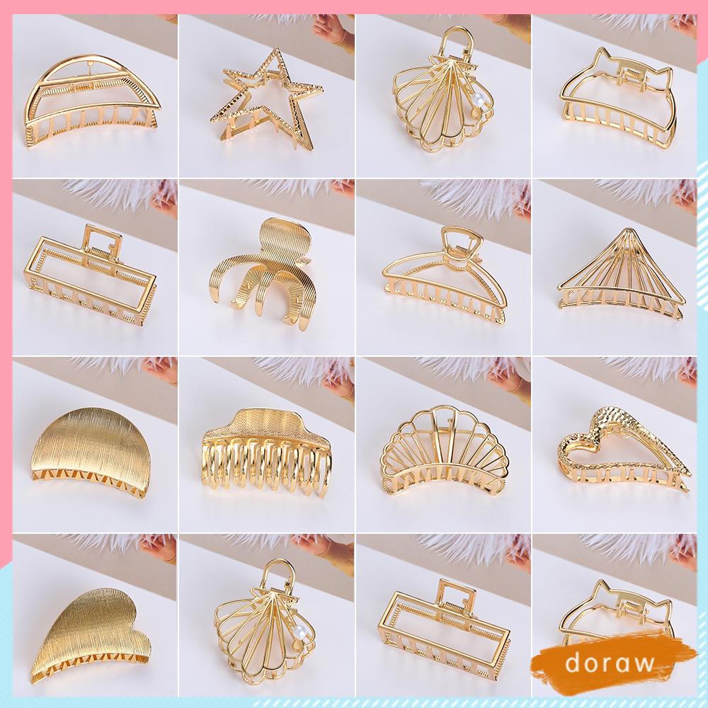 Kẹp tóc hình học bằng kim loại đơn giản xinh xắn cho nữ