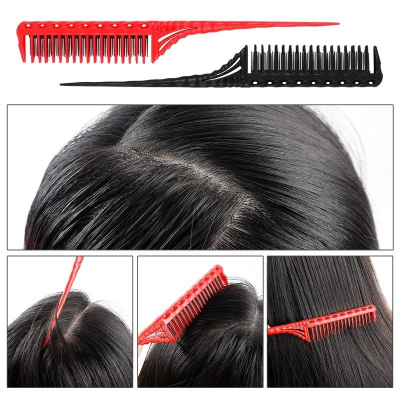 Lược Chải Tạo Kiểu Tóc Ba Hàng Răng Nhọn Đa Năng Chống Tĩnh Điện Gỡ Rối Tóc Đuôi Ngựa Bằng Nhựa