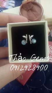 Hoa Tai Bạc Cao Cấp Đá Xà Cừ