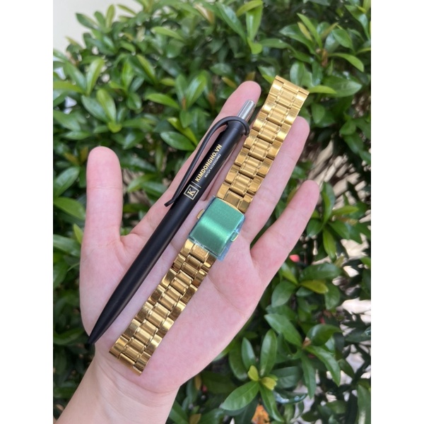 Dây đồng hồ kim loại nam size 20 màu vàng đầu bằng - 007