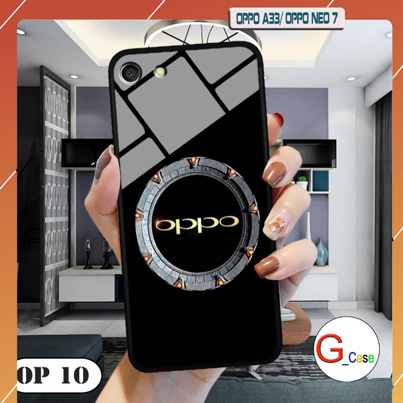 Ốp lưng Oppo A33/Neo 7-lưng kính in logo hãng điện thoại