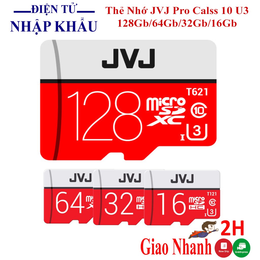 Thẻ nhớ 64gb/32gb/16gb/128gb JVJ Pro U3 Class 10 – chuyên dụng cho CAMERA tốc độ cao