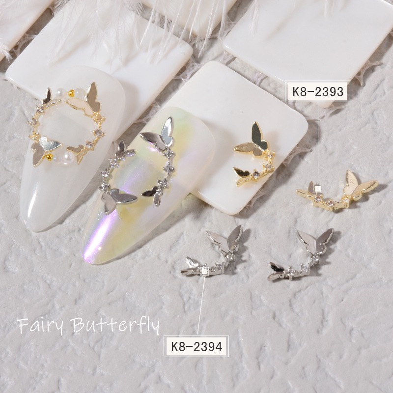 Charm buớm xích BẠC cao cấp trang trí móng tay