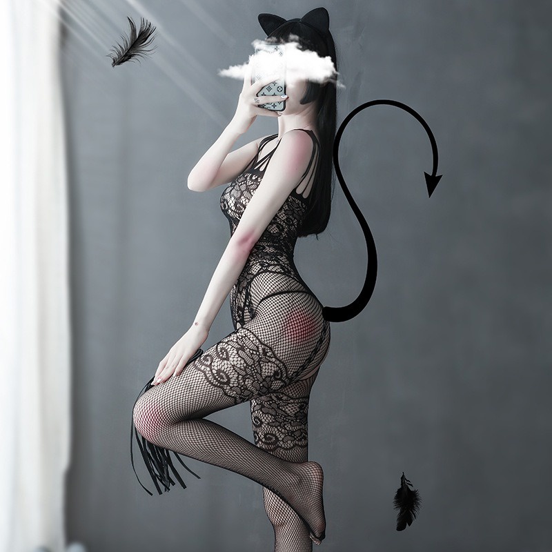 Đồ ngủ sexy tất ren lưới hoa văn xuyên thấu gợi cảm 0150