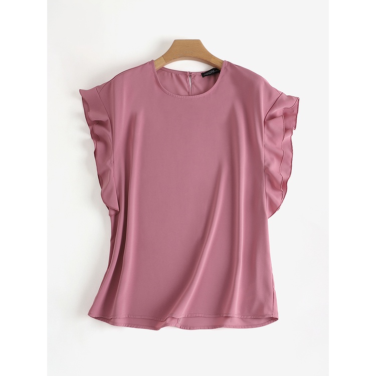 ZANZEA Áo Kiểu Tay Ngắn Cổ Tròn Màu Trơn Dáng Rộng Thời Trang Cho Nữ