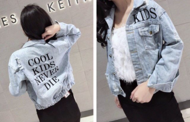 Áo Khoác Jeans Nữ In Cool tone Nhạt